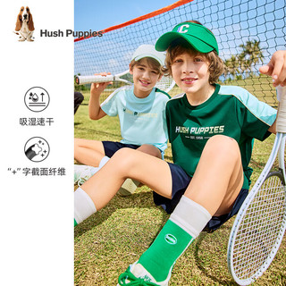 暇步士（Hush Puppies）童装男童2024夏季轻薄柔软吸湿速干时尚运动活力套装 冰晶蓝 110cm