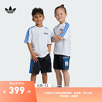 adidas纯棉运动短袖套装男小童儿童秋季阿迪达斯三叶草 白/黑色 122CM