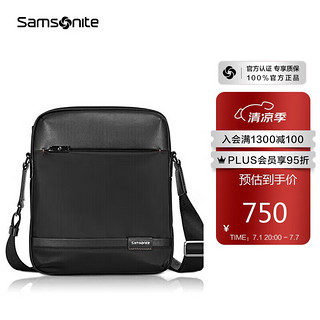 Samsonite 新秀丽 斜挎包精品男士单肩包牛皮革挎包时尚男包休闲实用TN5*09004黑色