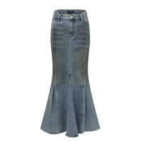 URBAN REVIVO 设计师系列 女士牛仔半裙 UWA840016 中灰蓝 XL