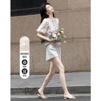 德玛纳 dme【法式烧花衬衫】夏淑女通勤圆领甜美泡泡袖印花衬衣女装上衣