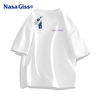 NASA GISS 官方潮牌联名短袖t恤男简约纯棉上衣宽松大码体恤 白色 L