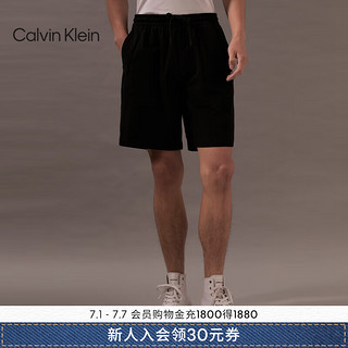 Calvin Klein Jeans24早秋男士简约ck刺绣抽绳腰微肌理休闲短裤J325623 BEH-太空黑 L