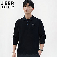 JEEP SPIRIT 吉普卫衣男春秋季韩版商务打底衫男士休闲长袖T恤男装 黑色 XL