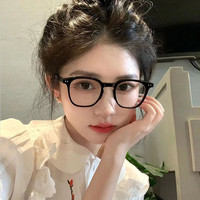 乐卡利防蓝光近视眼镜框女男黑框素颜眼镜大脸显瘦早八护目镜 韩版防蓝光眼镜【黑框】+镜盒