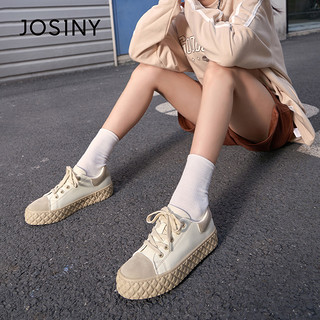 JOSINY 卓诗尼 厚底板鞋女2024新款黑白熊猫运动鞋子显高百搭休闲鞋高级感