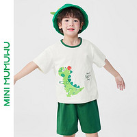 MUMUWU 木木屋 儿童套装纯棉宝宝短袖两件套男宝短袖短裤夏季透气卡通衣服新款