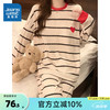 真维斯女装睡衣套装2024秋新款条纹圆领长袖长裤家居服两件装KR 白色8125 XL