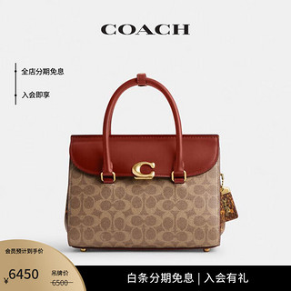 COACH 蔻驰 女士经典标志蛇皮革细节BROOME CARRYALL手袋女包 B4/棕黄色 锈红色