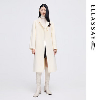ELLASSAY 歌力思 纯羊毛冬季白色高级双面羊毛呢子大衣EWB334D024 珠