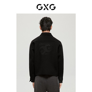【羊毛】GXG男装经典蓝色系列黑色短大衣22年冬季