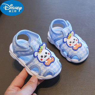 迪士尼（Disney）2024夏季布鞋0-1-3岁男女宝宝凉鞋叫叫鞋软底防滑婴儿学步鞋 粉色小兔子凉鞋 内长11.5cm