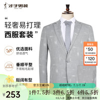 才子 TRIES西服男士套装轻奢灰色易打理西装套西两件套商务职业装外套西裤服 灰色  48(170/88Y)