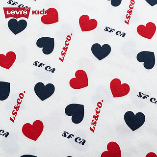 Levi's李维斯童装儿童T恤24夏女童桃心短袖上衣 糖果白 155/76(XL)