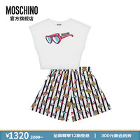 MOSCHINO莫斯奇诺24春夏儿童Heart Sunglasses T恤和半身裙套装 白色 4A