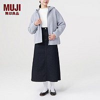 无印良品（MUJI）女式 长毛抓绒 拉链连帽衫 秋冬季保暖 加绒短外套 BBJ21C3A 浅蓝色 S (155/80A)