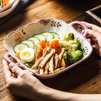餐将军双耳方盘陶瓷烤盘轻奢家用菜盘子芝士焗饭牛排盘高颜值9.5英寸