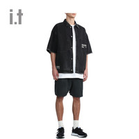 it UNDERGARDEN男装牛仔短袖衬衫春夏潮流毛边袖口00023X