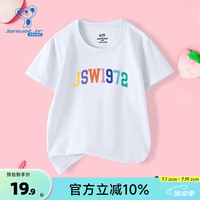 真维斯女童上衣2024夏季新款圆领套头衫童装彩色字母印花儿童短袖T恤KD