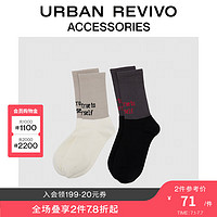 URBAN REVIVO2024秋季男士拼接设计感字母袜子UAMA40094 多色 F