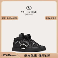 华伦天奴VALENTINO男士VL7N小牛皮绑带中帮运动鞋 黑色 42