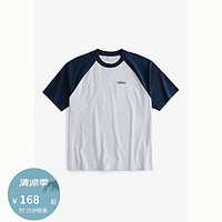 HOLLISTER24夏美式撞色插肩短袖T恤 男女 KI323-4050 蓝色拼灰色 XS (170/84A)