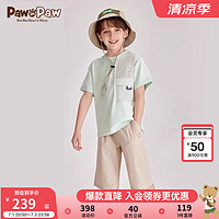 PawinPaw卡通小熊童装2024年夏季男女童儿童休闲时尚短袖套装 Green绿色/40 140