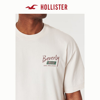 HOLLISTER24夏季美式宽松短款图案短袖T恤男女KI323-4042 乳白色 XXL(185/124A)