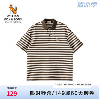 William fox&sons 男装3D中空轻薄织造工艺短袖POLO衫 咖色 M /48