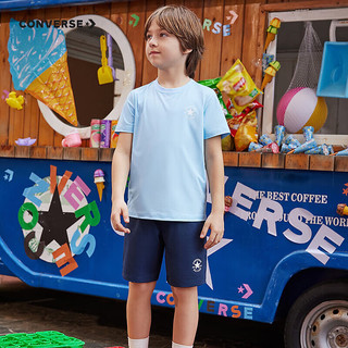                                                                                 匡威（Converse）匡威儿童套装T恤短袖短裤速干套装2024夏季中大童男女童运动套装 天空蓝 110/52