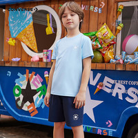                                                                                 匡威（Converse）匡威儿童套装T恤短袖短裤速干套装2024夏季中大童男女童运动套装 天空蓝 110/52