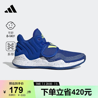 adidas 阿迪达斯 DEEP THREAT魔术贴中帮篮球运动鞋男大童儿童阿迪达斯 蓝紫色/绿色 37(230mm)