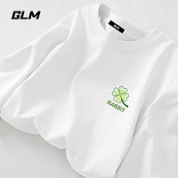 百亿补贴：GLM 森马集团GLM白色T恤青少年纯棉男女同款圆领短袖休闲四叶草打底衫