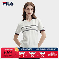 FILA 斐乐女织衫24夏季时尚休闲翻领POLO短袖 标准白-WT 165/84A/M