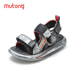 Mutong 牧童 男童凉鞋2024夏季新款旋转纽扣儿童鞋软底洋气运动男孩沙滩鞋