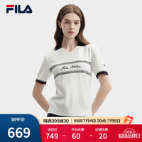 FILA 斐乐官方女子编织衫2024夏季新款时尚休闲翻领POLO短袖上衣