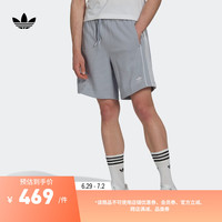adidas舒适三条纹运动短裤男装阿迪达斯三叶草HK7308 浅银 M