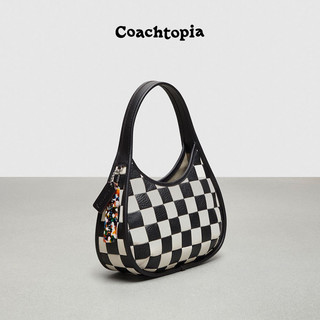COACH/蔻驰 Coachtopia 棋盘格皮革手袋 黑色/白垩色