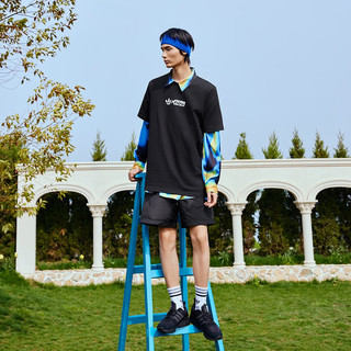 adidas舒适拼接运动短裤男装夏季阿迪达斯三叶草 黑色/黑色 S
