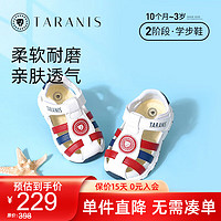 TARANIS 泰兰尼斯 童鞋夏婴儿学步机能鞋 白红蓝 25码 内长16.0适合脚长15.0