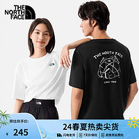 THE NORTH FACE 北面 短袖T恤男女同款小熊帐篷露营宽松透气休闲半袖24春夏|8CST JK3/宇宙黑 XS/160