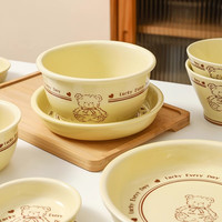 佩尔森可爱碗家用餐具陶瓷奶油风卡通釉下彩盘子饭碗组合碗筷套装
