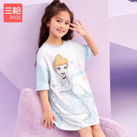 三枪迪士尼 公主舒肤棉女童儿童短袖家居服睡裙 7D142A0 白色 1