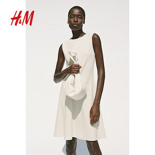 H&M女装裙子2024夏季喇叭裙摆连衣裙1241251 奶油色 155/80 XS