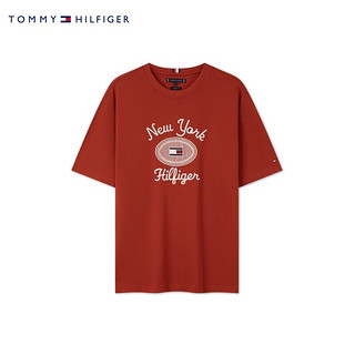 TOMMY HILFIGER24早秋男纯棉平纹针织休闲刺绣宽松短袖T恤MW0MW35461 红色XNN M（：135-150斤）