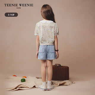 Teenie Weenie Kids小熊童装24夏季女童大口袋刺绣牛仔短裤 牛仔色 160cm