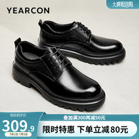 意尔康男鞋 皮鞋男2024秋季新款牛皮厚底轻便商务休闲鞋英伦德比鞋子男