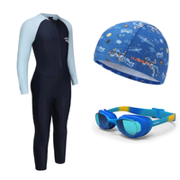 儿童防晒长袖连体泳衣 入门套装（泳衣+网布泳帽+基础款泳镜）
