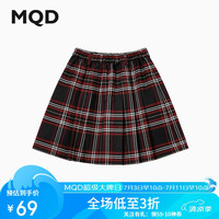 马骑顿（MQD）童装夏款经典学院风半身裙 红格 1