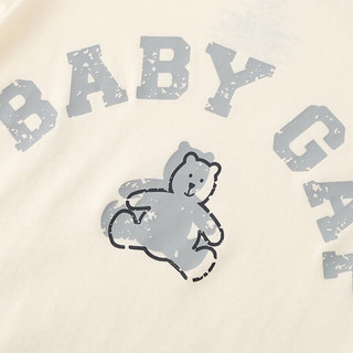 GAP婴儿2024夏季小熊撞色短袖连体衣儿童装包屁衣505656 米黄色 66cm (3-6月) 亚洲尺码